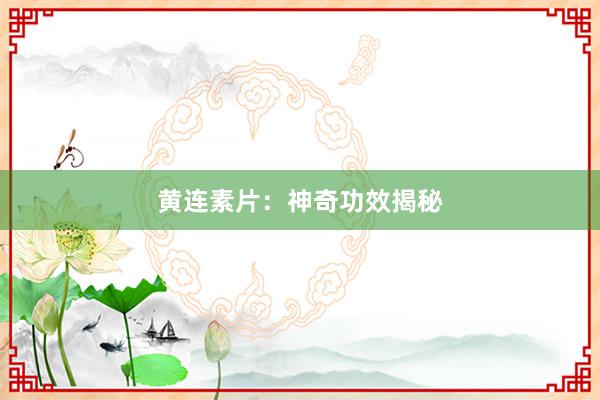 黄连素片:神奇功效揭秘